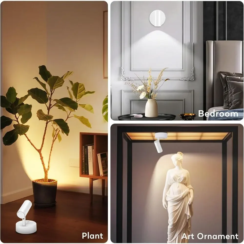 Lightess Spotlights Indoor with Remote, 6000mAh Wireless, 3 Color Temperature
